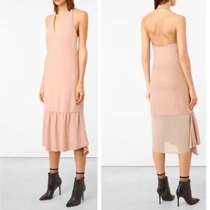 ALLSAINTS Emelie Wool Halter Midi Dress in Dusty Pink Size 0